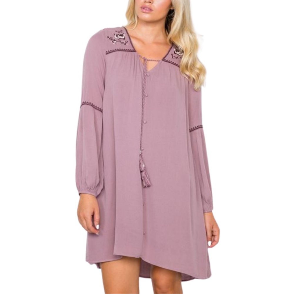 FLORAL EMBROIDERY BOHO DRESS